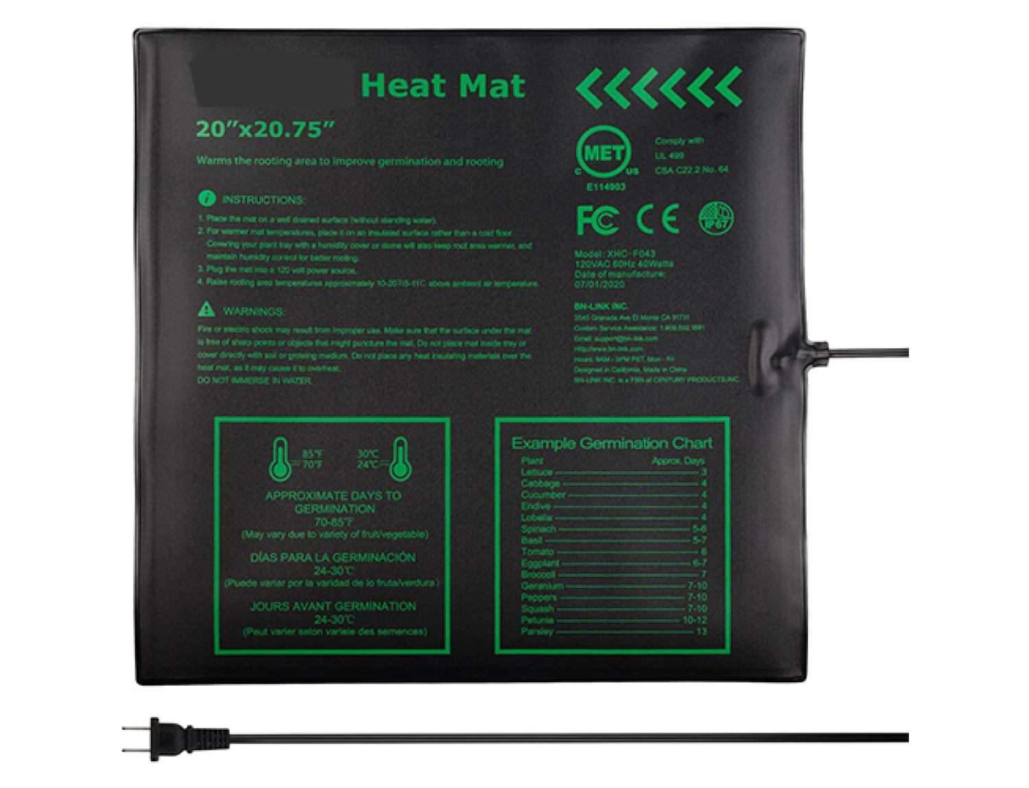 Seedling Heat Mat 20X20