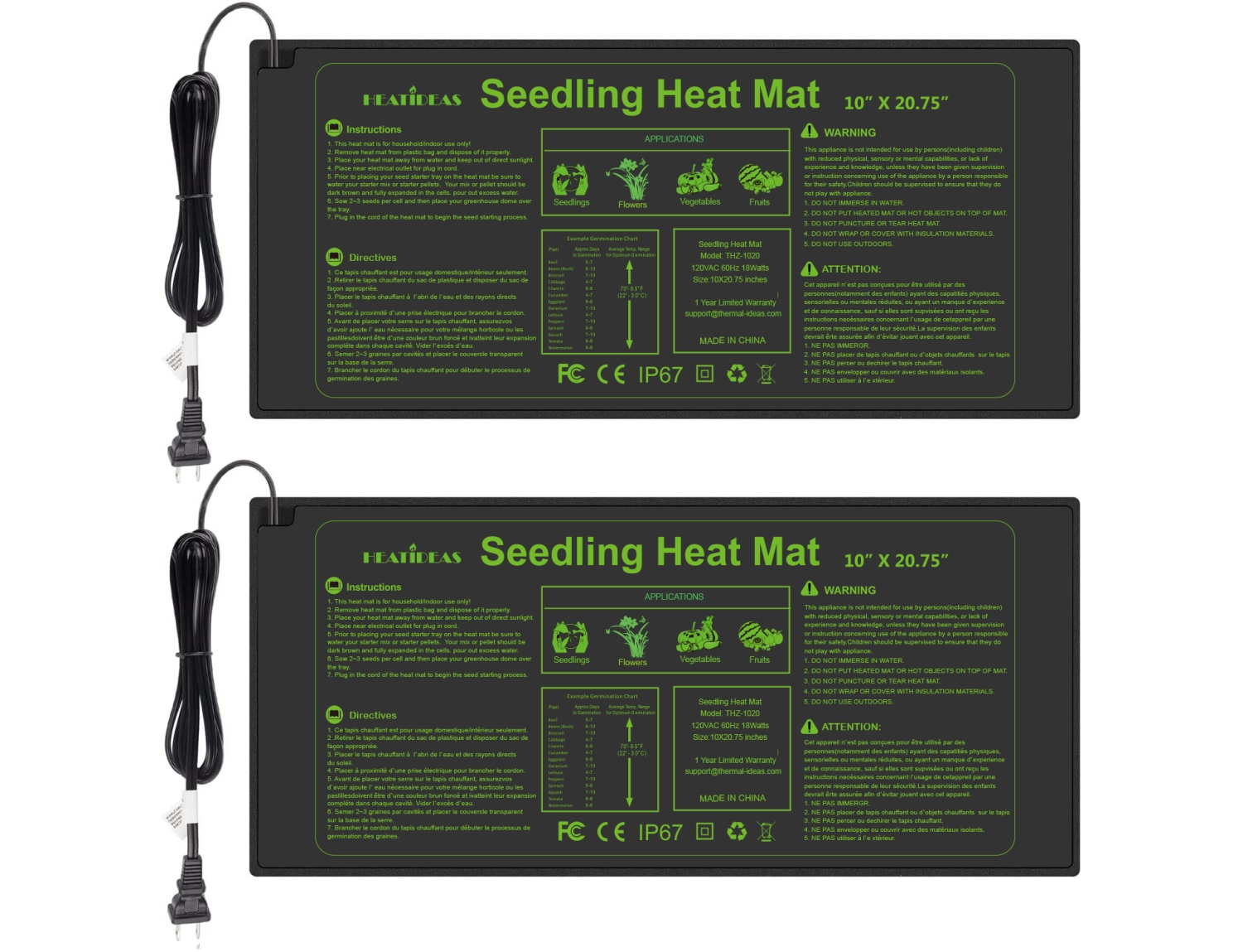 Seedling Heat Mat 10X20`` 2 Pack for seed germination propagation